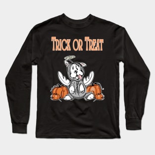 Trick Or Treat Halloween Angel Dog Long Sleeve T-Shirt